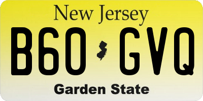 NJ license plate B60GVQ