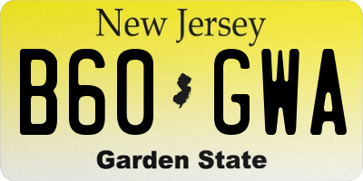 NJ license plate B60GWA
