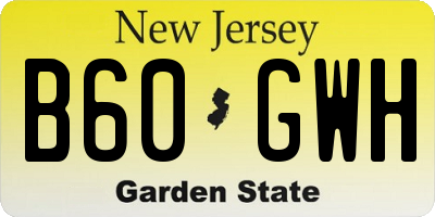 NJ license plate B60GWH