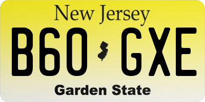 NJ license plate B60GXE