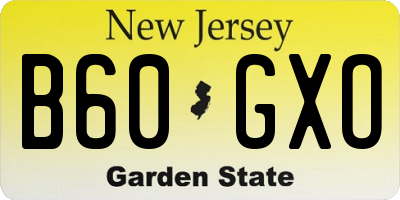 NJ license plate B60GXO