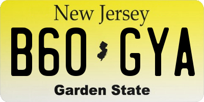 NJ license plate B60GYA
