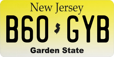 NJ license plate B60GYB