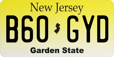 NJ license plate B60GYD