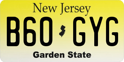 NJ license plate B60GYG