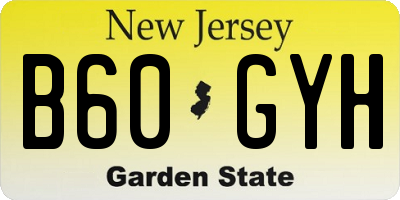 NJ license plate B60GYH