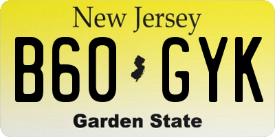 NJ license plate B60GYK
