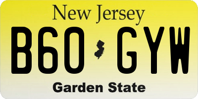 NJ license plate B60GYW