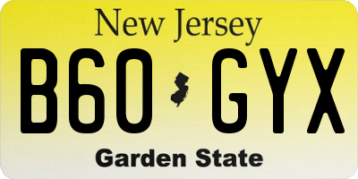 NJ license plate B60GYX
