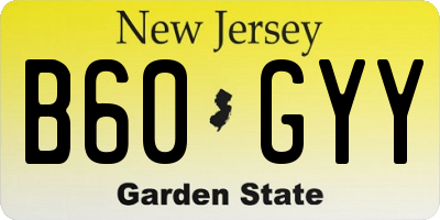NJ license plate B60GYY