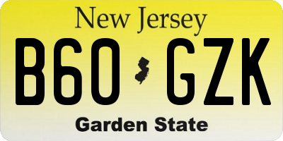 NJ license plate B60GZK