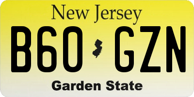 NJ license plate B60GZN