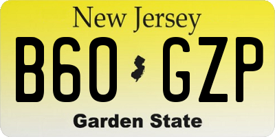 NJ license plate B60GZP