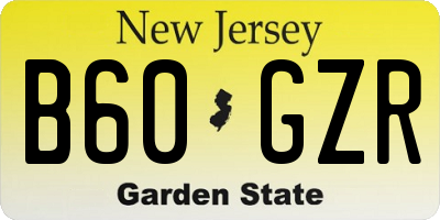 NJ license plate B60GZR