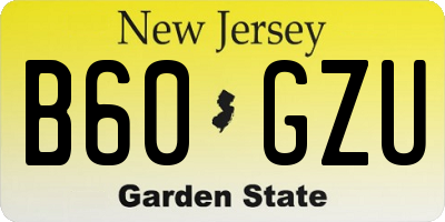 NJ license plate B60GZU