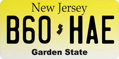 NJ license plate B60HAE