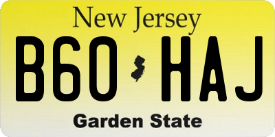 NJ license plate B60HAJ