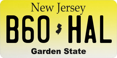 NJ license plate B60HAL