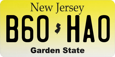 NJ license plate B60HAO