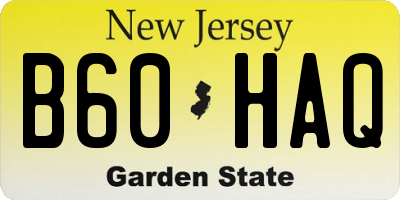 NJ license plate B60HAQ