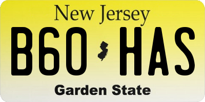 NJ license plate B60HAS