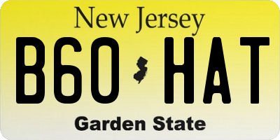 NJ license plate B60HAT