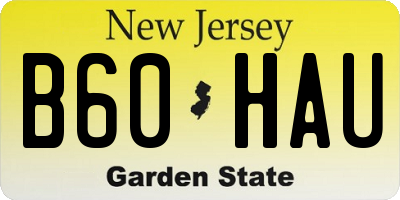 NJ license plate B60HAU