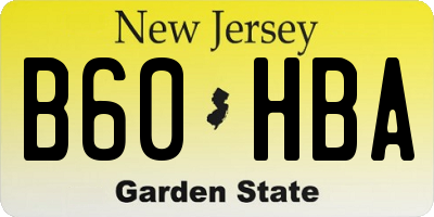 NJ license plate B60HBA