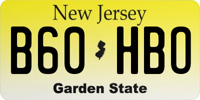 NJ license plate B60HBO