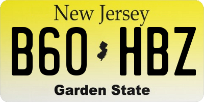 NJ license plate B60HBZ