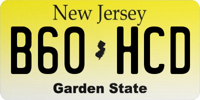 NJ license plate B60HCD