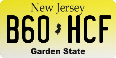 NJ license plate B60HCF