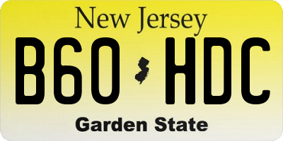 NJ license plate B60HDC