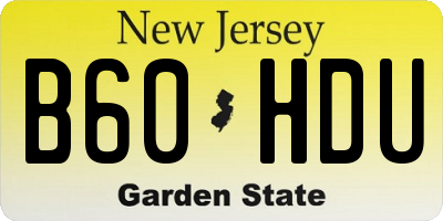 NJ license plate B60HDU