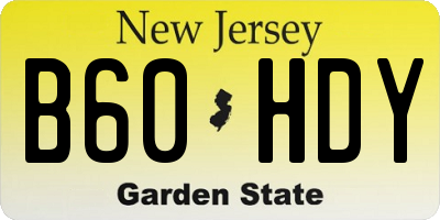 NJ license plate B60HDY