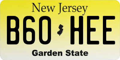 NJ license plate B60HEE