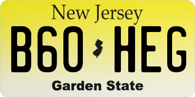 NJ license plate B60HEG