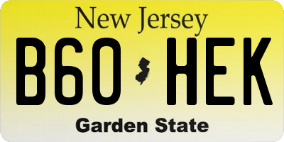 NJ license plate B60HEK
