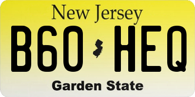 NJ license plate B60HEQ