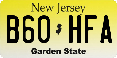 NJ license plate B60HFA