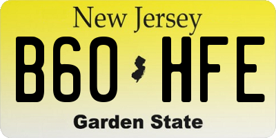 NJ license plate B60HFE