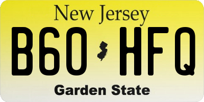 NJ license plate B60HFQ