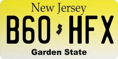NJ license plate B60HFX
