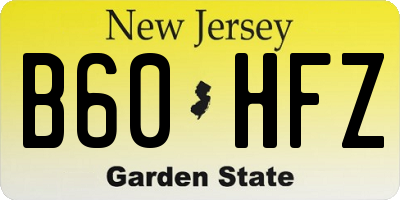 NJ license plate B60HFZ