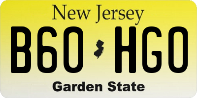 NJ license plate B60HGO