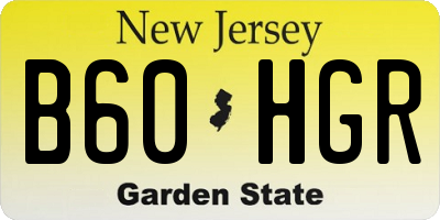 NJ license plate B60HGR