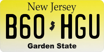 NJ license plate B60HGU
