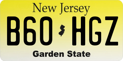 NJ license plate B60HGZ