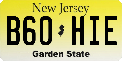 NJ license plate B60HIE