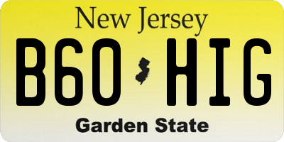 NJ license plate B60HIG